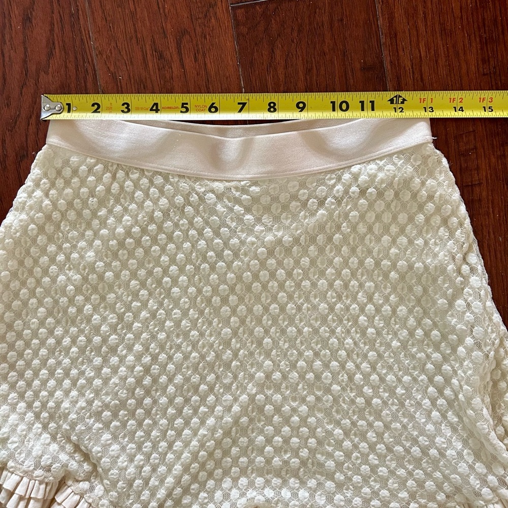 Max Studio Cream Textured Skirt with ruffles. - Picture 3 of 4